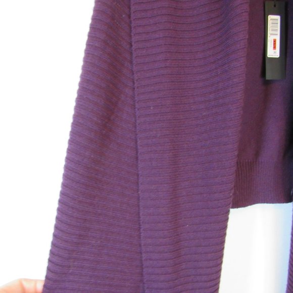 Donna Karan Purple Ribbed Sleeveless Open Front Wool Blend Cardigan Swea… - Picture 11 of 15